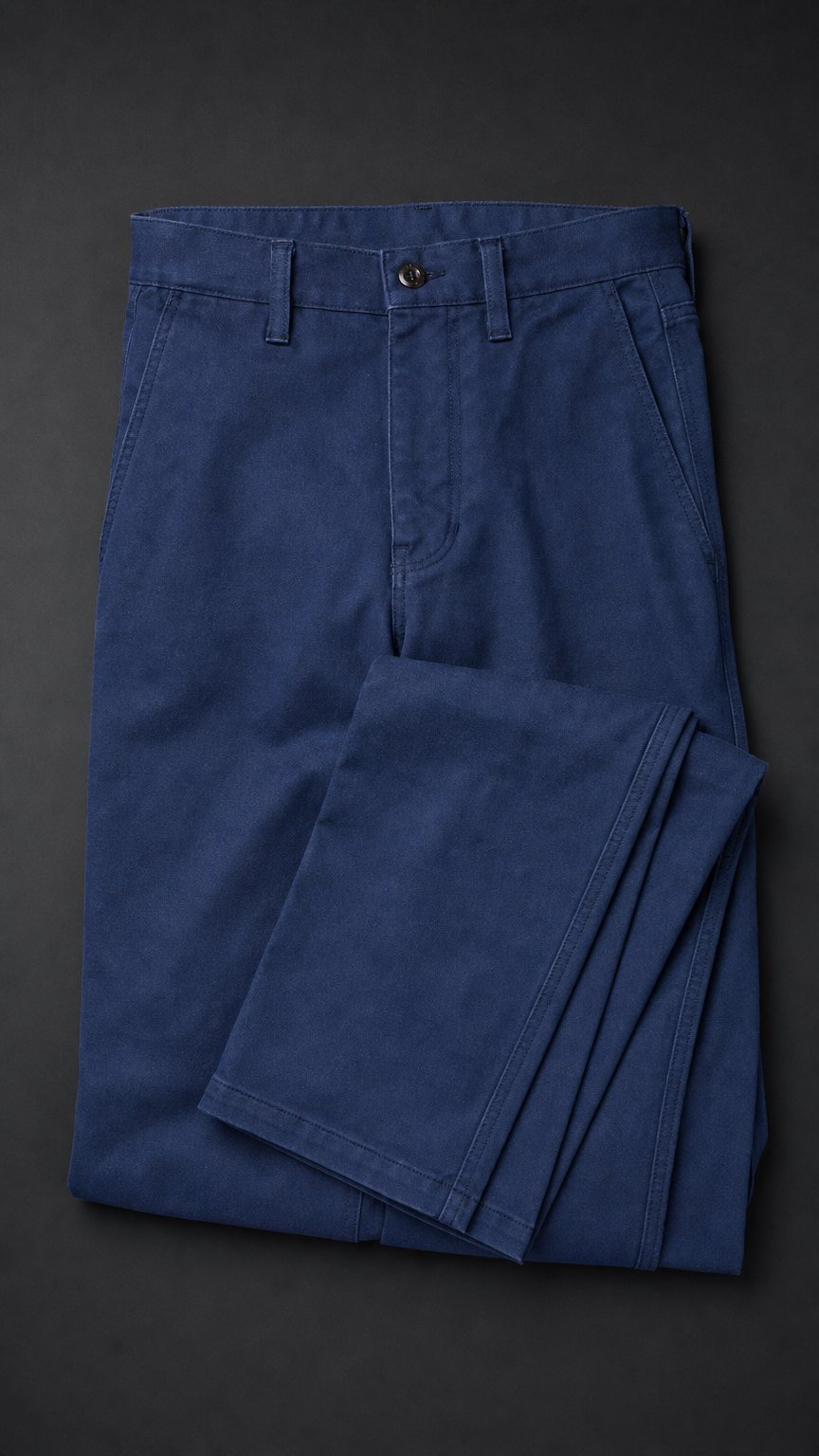 The Deck Pant in natural indigo canvas, folded flat-lay.