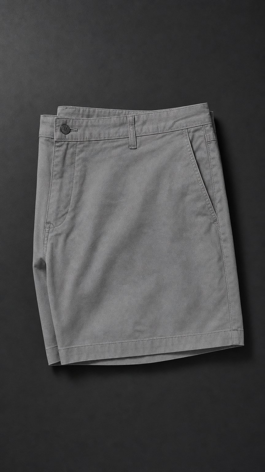 The Drydock Short in undyed cement, folded flat-lay.