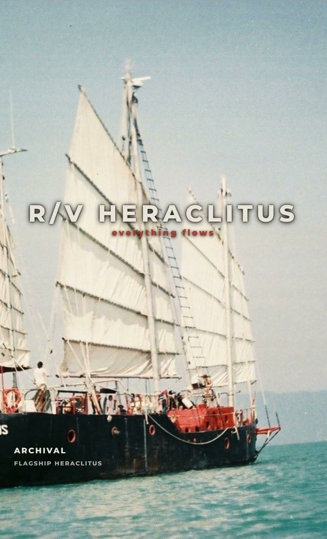 Still from episode 08, The Fleet Is Named After an Argument — the junk-rigged flagship under sail, archival photograph